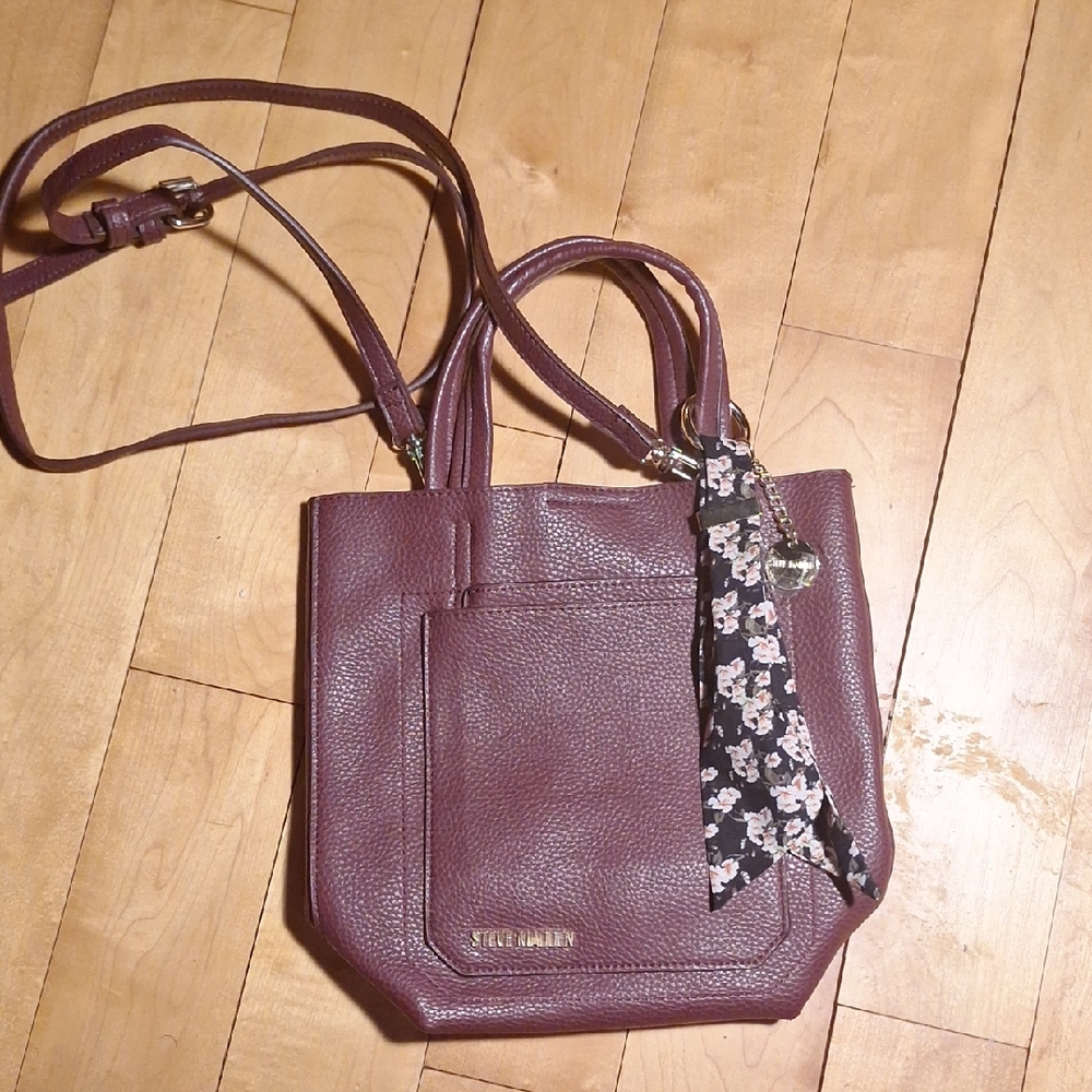 Steve Madden Burgundy Tote with Floral Scarf